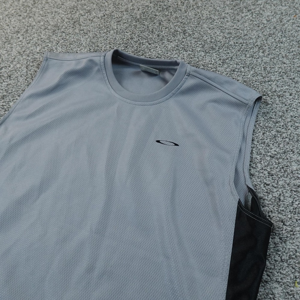 VTG 90s Y2K Tank Top‎ Mens L Gray Mesh Sleeveless Athletic Gym Workout Running